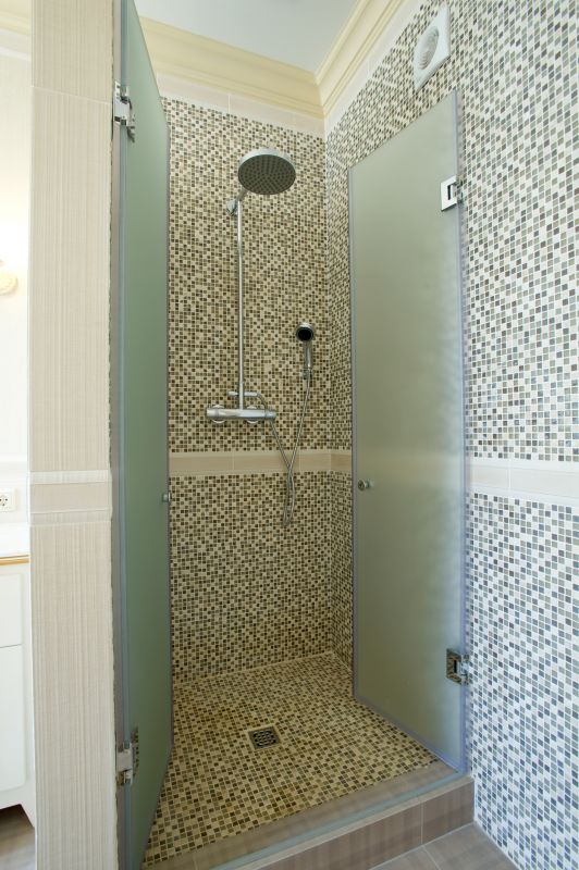 Modern Shower with Decorative Tiles